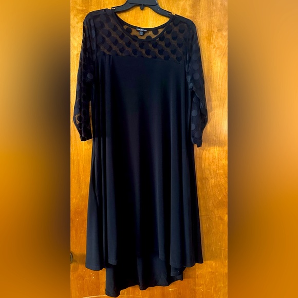 Women's Nina Leonard Sheer Polka-Dot High-Low Dress - Picture 1 of 2